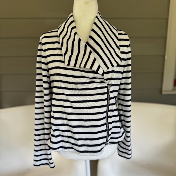 GAP Navy Stripe Moto Jacket - MP - Picture 1 of 8